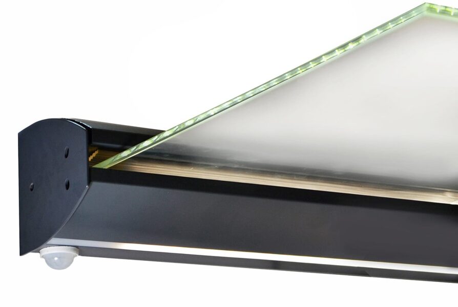 Alumīnija profils stikla nojumei ar LED gaismu, komplekts L1400 mm, RAL 7016