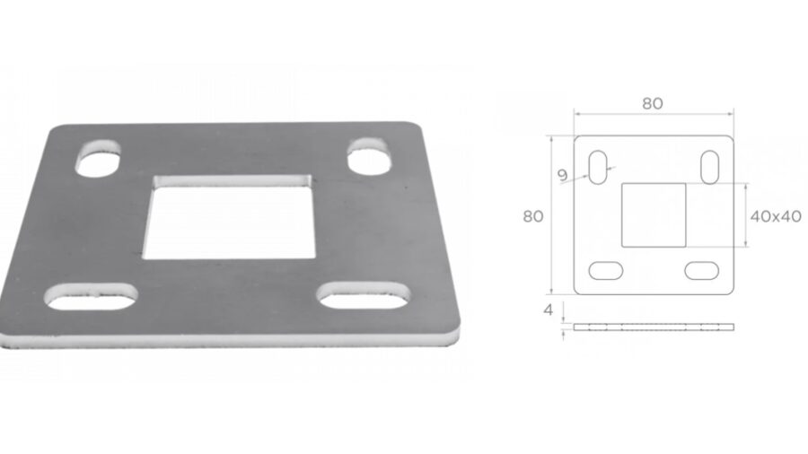 Apakšējais savienojums, 40X40 D80X80, A4x9, H4, AISI 304