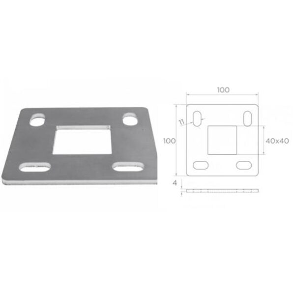 Apakšējais savienojums, 40x40, 100x100mm