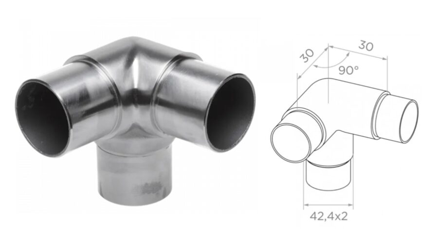 Flush angle 42,4x2mm, H30, AISI 304, Satin