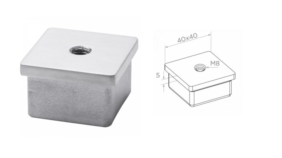 Gala korķis M8, 40x40x2mm, H5, AISI 304