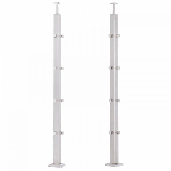 INOX Margu statnis, stūra ar šķērstieņu turētājiem, 40x40, H1060mm, AISI 304