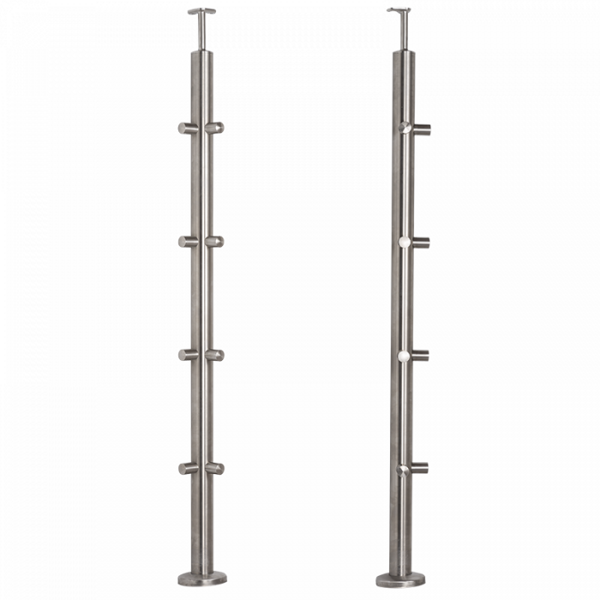 INOX Margu statnis, stūra ar šķērstieņu turētājiem, D42,4, H1060mm, AISI 304