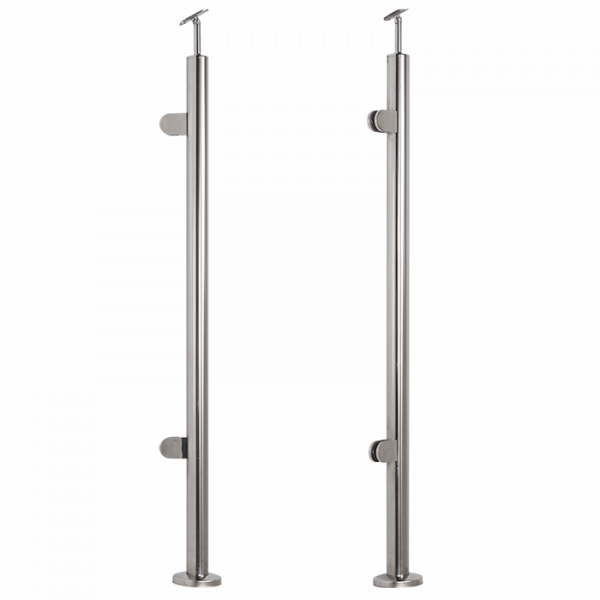 INOX Stikla margu statnis, kreisajā pusē 2 stikla turētāji, D42.4, H1060mm, AISI 304 (pulēts)