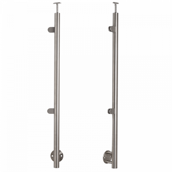 INOX Stikla margu statnis, kreisajā pusē 2 stikla turētāji, D42.4 H1230mm, AISI 304