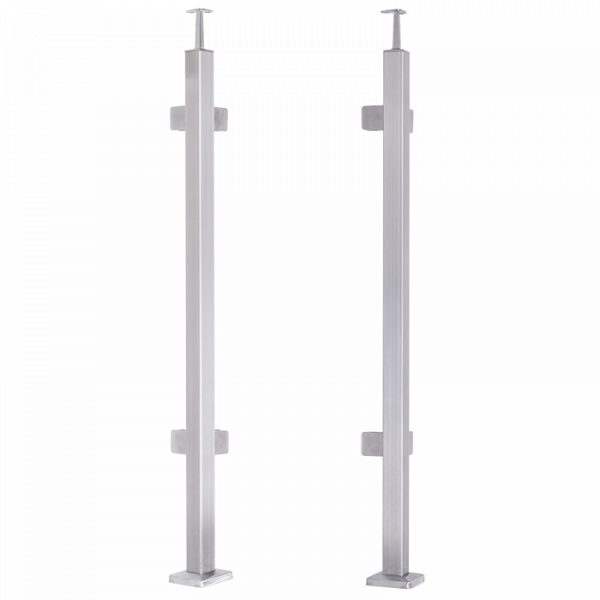 INOX Stikla margu statnis, stūra, ar 4 stikla turētāiem, 40x40, H1060mm, AISI 304