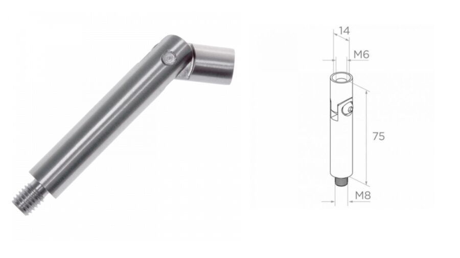 Margu turētāja stienis D14, H75, M8, AISI 304