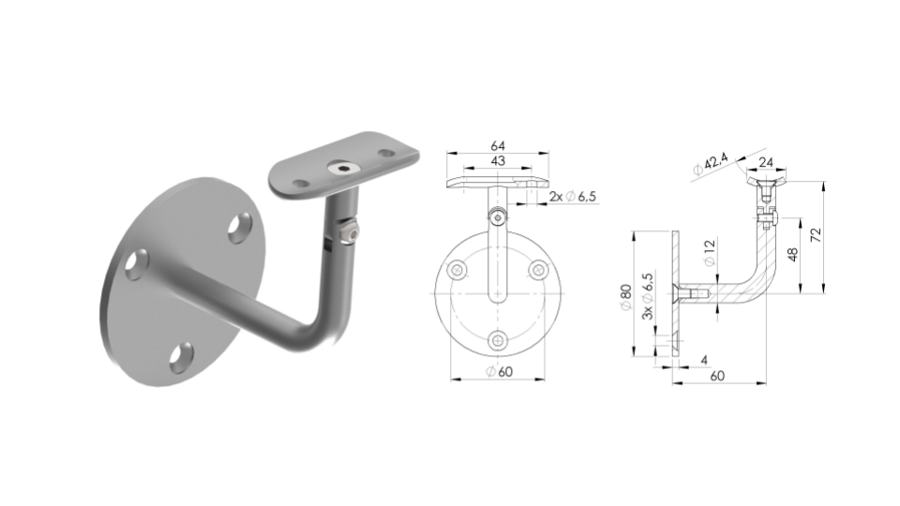 Margu turētājs 42,4, D60, AISI 304 Satin