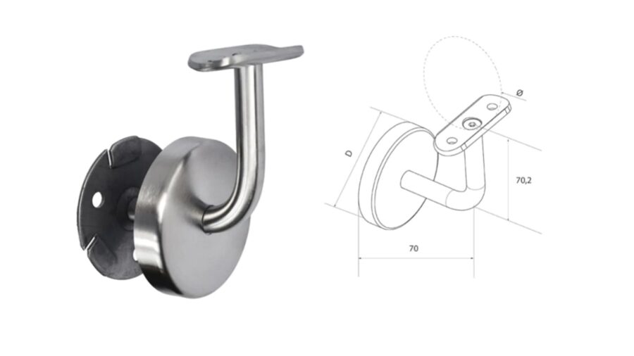 Margu turētājs 42,4, D70x12 mm, AISI 304, Satin