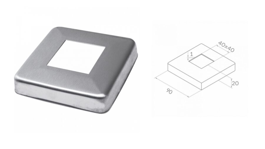 Nosegvāks 40x40, D93x93, H20, T0,8, AISI 304