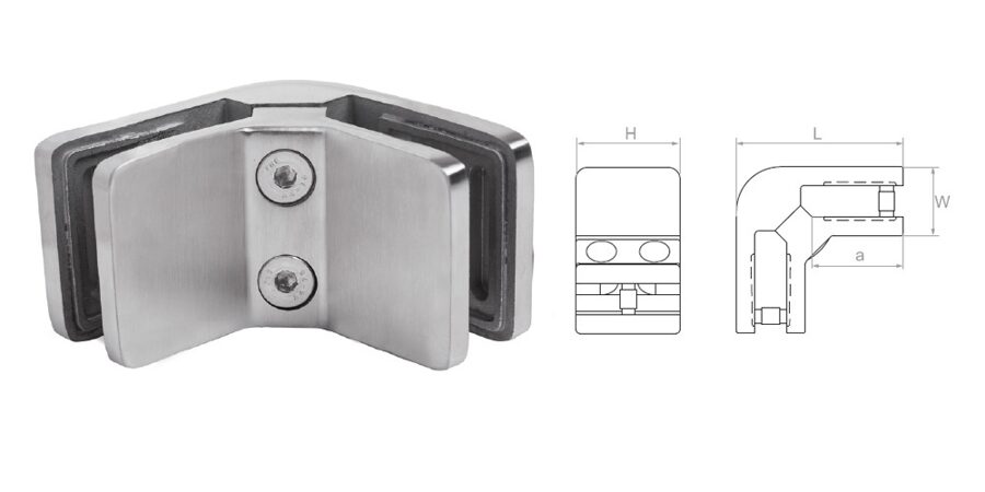 Stika turētājs 90°, L72, H45, W30, A39 AISI 304