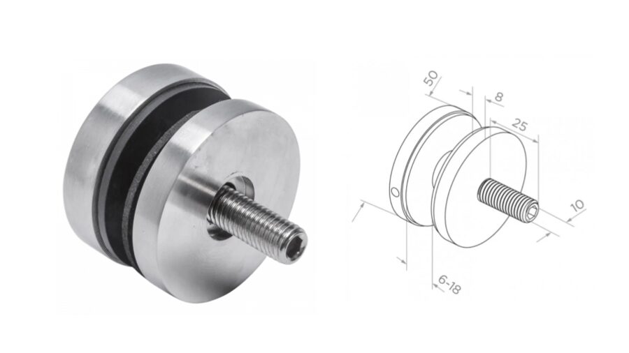 Stikla turētājs D50, M8 AISI 304