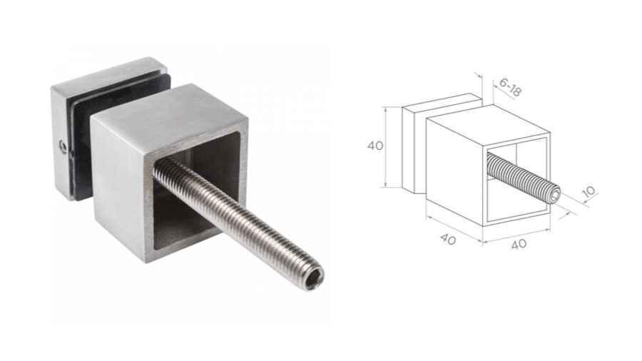 Stikla turētājs M10, D40x40, AISI 304
