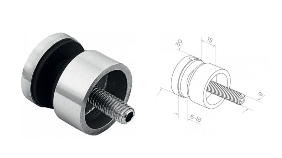 Stikla turētājs M8, D30, AISI 304