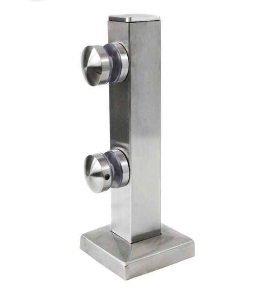 Stikla turētājs H255mm, 40x40mm, stiklam T8-17,52mm, AISI 304 Satin