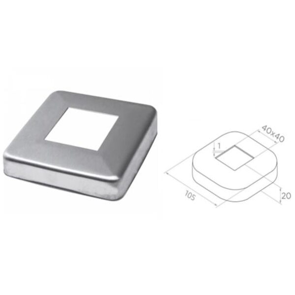 Nosegvāks 40x40, D105x105, H20 ,T0.8mm, AISI 304