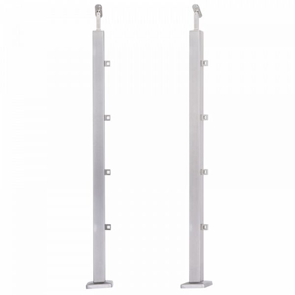 INOX Margu statnis ar 4 šķērstieņu turētājiem, 40x40, H960mm, AISI 304